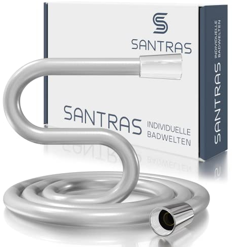 SANTRAS® Duschschlauch 3m aus Kunststoff in Chrom - Brauseschlauch verdrehsicher - 1/2 Zoll Standard Anschluss & Trinkwassergeprüft - Made in Germany