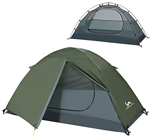 MC backpackingtält 1 person vattentätt lätt kompakt dubbla lager fristående utomhus camping vandring 3 säsonger
