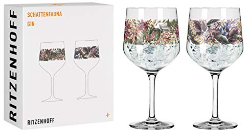 RITZENHOFF 3691001 Gin-Glas 700 ml - Serie Schattenfauna Set Nr. 1, 2 Stück, Storch & Schmetterling - Made in Germany