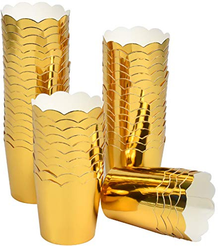 Cupcake Förmchen 50 Stück Muffin Papier Muffinform Größe 45 x 50 mm (Golden)