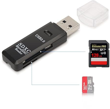 Erisin 2 in 1 USB 3.0 Speicherkartenleser Adapter für SDXC/SD/SDHC/MMC/RS-MMC/MicroSDXC USB Adapter Smart Card Reader unterstützt Windows/Mac