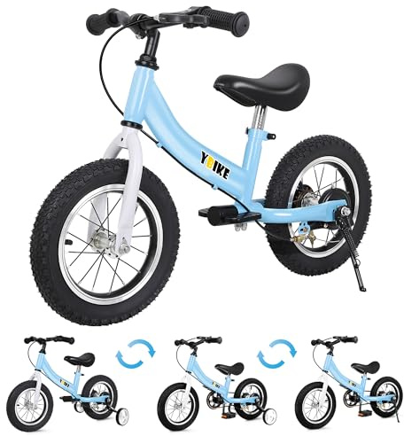 YBIKE 2 in 1 Laufrad, Kinderlaufrad und Kinderfahrrad Dual-Use-Funktion, Geeignet Für Kinder im Alter von 2-7, 12,14,16 Zoll mit Bremse, Pedal, Trainingstheorie