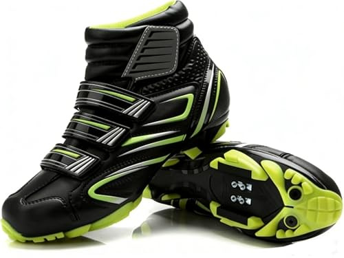Msport Chaussures VTT Hiver Imperméables pour Homme/Femme – Bottes de Vélo de Montagne Compatibles pédales SPD - Vert 38 EU