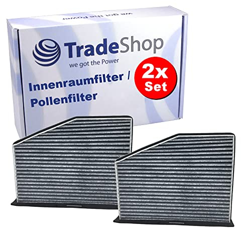 2x Trade-Shop Innenraumfilter/Pollenfilter/Aktivkohlefilter für Seat Altea, Altea XL, Leon, Toledo III, Skoda Octavia I, Octavia II, Superb II