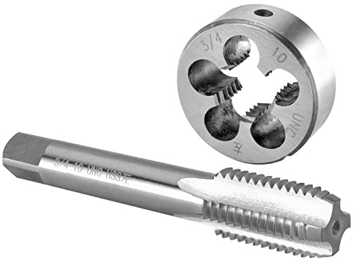Burkit 3/4 -10 UNC Tap and Die Set Mano Izquierda, 3/4 x 10 UNC Macho Rosca de Máquina y Troquel Redondo