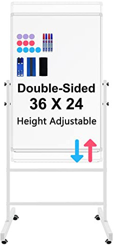 CALENBO Double-Sided Height Adjustable 36X24 Dry Erase Board with Stand