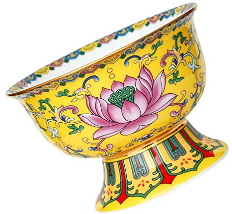 Beavorty 1 Pc Cuenco Homenaje Esmaltado Cobre Sagrado Suministros Budistas Agua Decoración Feng Shui Tazón De Fuente Cuenco Decorativo Ofrecimiento Galleta Cerámica Porcelana