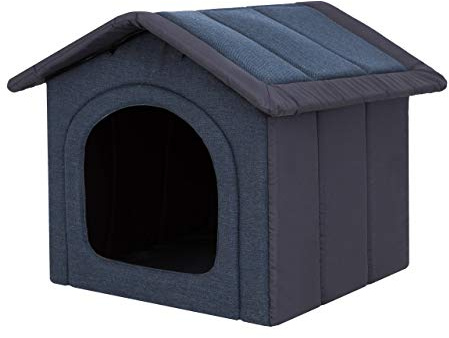 Hundehaus Hundehütte für große Hunde - Katzenhaus, Katzenhöhle - mit herausnehmbarem Dach - Tierhaus für Katzen und Hunde für Drinnen/Indoor - Navyblau - 70 x 60 x 63 cm [R5 / XXL]