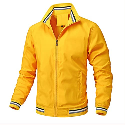 LAZIRO Chaqueta Casual Hombres De Cuello De Pie Primavera Y OtoñO Delgada SeccióN De Los Cien Con Los Deportes De Color SóLido Chaqueta Hombres