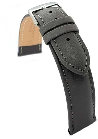 diloy Uhrenarmband Glattleder genäht bombiert 302 | Rindslederarmband für Damen und Herren, klassisch elegant, 4 mm, antiallergisches Futter, Schnellwechsel oder Werkzeug