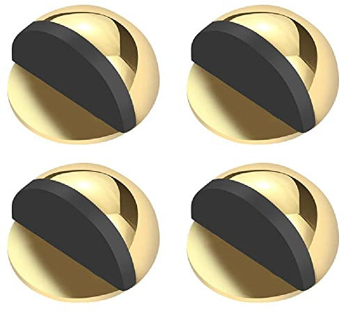 SagaSave Fermaporta ovale da pavimento, in acciaio inox e gomma, dorato, 4 pezzi