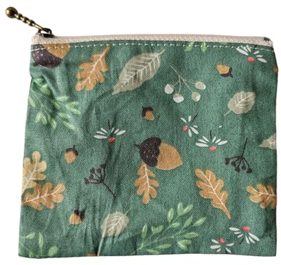 Nutford Multifunktionale bedruckte Baumwolltasche mit Reißverschluss und Baumwollfutter für die Aufbewahrung von Münzen und Notizen, Kosmetik-Accessoires, kleinen Elektronik-Accessoires, Schlüsseln