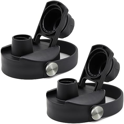 PHULWEL Tapa de Repuesto para Botellas de Agua Hydro Flask Wide Mouth (12 oz, 18 oz, 22 oz, 32 oz, 40 oz, 64 oz), Tapa de Repuesto con Cierre de botón (Negro)