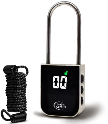 Habit Control Metal Timer Lock - Smart Padlock for Kitchen Cabinets, Timed Out Keyless Pad Lock for Cell Phones, Snacks, Liquor, Game Consoles & Other Unwanted Temptations