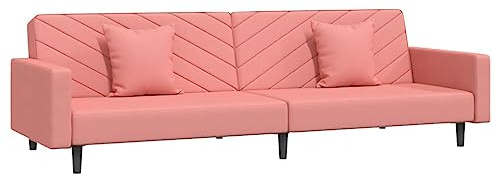 vidaXL Schlafsofa 2-Sitzer mit 2 Kissen Rosa Samt
