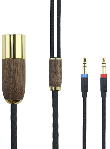 ABLET Câble symétrique XLR 4 broches 3 m, 7N OCC cuivre plaqué argent, boîtier noyer, compatible casque Hifiman Sundara, Ananda, Arya, HE400SE, HE4XX, HE-400i