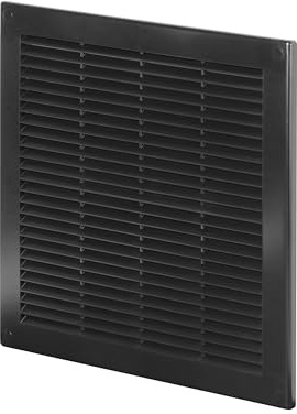 Awenta Rejilla de ventilación de 300 x 300 mm, color negro con rejilla de malla - Rejilla de ventilación acanalada para el hogar, la cocina y el baño - Fácil de instalar - Ventilación HVAC