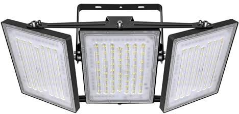 STASUN 480W Proiettore LED, impermeabile IP66, 48000LM, illuminazione esterna a LED, equivalente a una lampadina alogena da 2880W, 6000K bianco luce diurna, proiettore regolabile per fienili, Nero