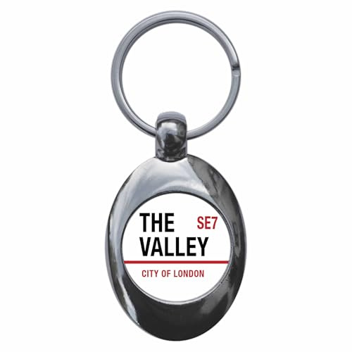 Ozorath The Valley Charlton London SE7 Road Sign Keyring Keychain Key Ring Chain With Trolley Coin