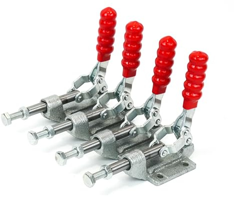 INGDAUM Kniehebelspanner, 272 kg Haltekraft, 4 Stück, Type, GH-36003M Einstellbarer Schnellspanner als Schubstangenspanner für Fixierung in Werkstatt und Montage (4, GH-36003M, 272 kg, Hub 31,8 mm)