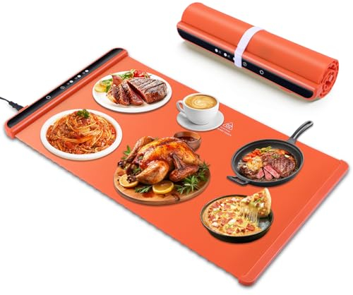 ANBEISTEE Elektrische Wärmeschale mit Einstellbarer Temperatur, Faltbares Design & Schnelle Erwärmung, Warmhalteplatte für Buffet, Familienfeiern, Sabbat, Feiertage