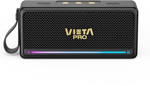 Vieta Pro Orpheo Tragbarer Bluetooth 5.3 Vintage Lautsprecher mit 10H Akku, TWS, IPX7, USB und True Wireless. Schwarze kabellose Retro-Lautsprecher