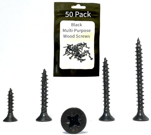 Black Pozi Countersunk Wood Screws – 4 x 40mm – Multi-Purpose Self Tapping Screws for Hardwood, Softwood, MDF & Chipboard – 50 Pack