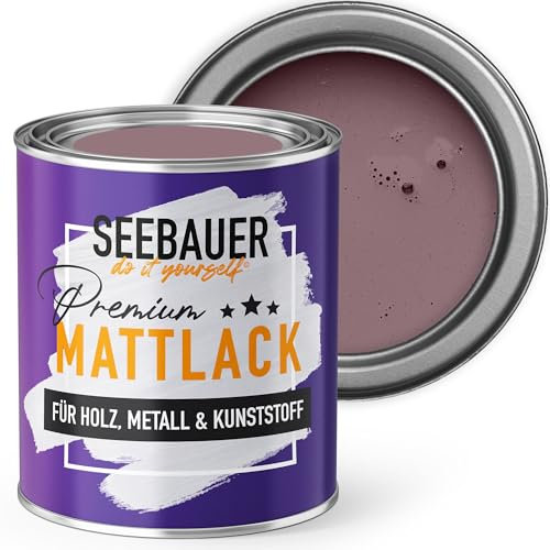 SEEBAUER diy Mattlack Violett 750ml für Innen & Außen (No. 955 Plum Cake) Möbelfarbe ohne Schleifen - Hybrid-Lack für Holz, Metall, Kunststoff - Holzlack, Möbellack hohe Deckkraft