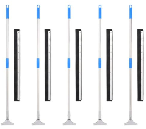 Brokky Floor Squeegees 5 pcs 75x119.5 cm Steel and Rubber-Floor Squeegee with Squeegee Long Handle, Floor Wiper, Outdoor/Indoor Wet Room Floor Squeegee Heavy Duty, Ideal Squeegee Mop for Home