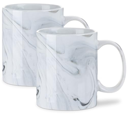 Kaffeetasse marmoriert | Marmor Optik | Coffee Becher | Teetasse Marmor | Geschenktasse modern | Tassen im Set | Weiß/Grau | 2er Set