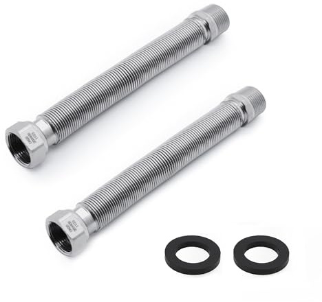 VANCOCO 2 pezzi Tubo Flessibile in Acciaio Inox 3/4 Lunghezza Regolabile da 200 a 400 mm, Tubo di Collegamento, Raccordo Flessibile per Acqua