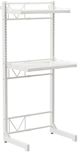 Metall Überbauregal für Waschmaschinen | Platzsparendes Waschmaschinenregal | Leicht auf zu bauen|Waschmaschinenschrank geeignet für Waschmaschine & Wäschetrockner (Ⅱ Partitionen,62x40x161 Weiß)