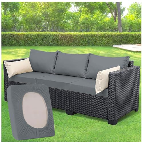 ZGDDPZA Stretch Rattan Cushion Covers for Garden Furniture, Non-Slip | Polyester Replacement Covers Non-Slip elasticated edge Stretch protects seat and back cushions on patios, balconies indoors