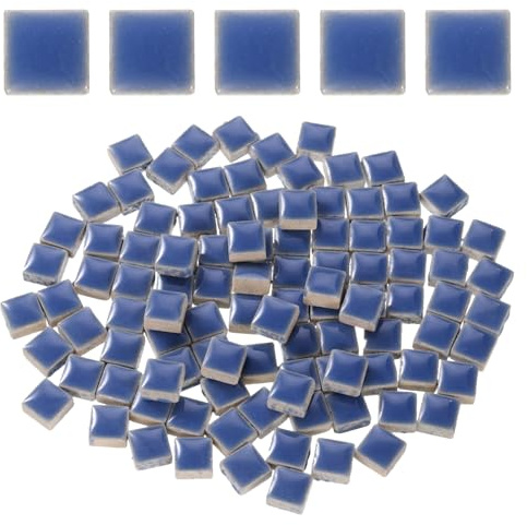 QUARKZMAN 100g Quadratische Mosaikfliesen Keramik-Mosaikfliesen 1x1cm Blau | bunte, Für Bastelbedarf in Großpackungen, Zur Heimdekoration Kunsthandwerk DIY-Projekte