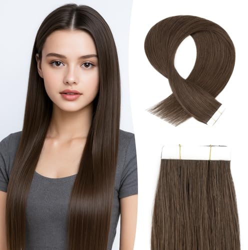 MY-LADY Tape Extensions Echthaar 10pcs 30 cm Dunkel braun Remy Invisible Haar Tape In Haarverlängerung Natürlich 15g 12 Zoll #02 Glattes Echthaar Skin Weft Tape