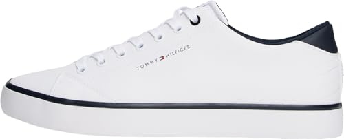 Tommy Hilfiger Uomo Sneakers Vulcanizzate Profilo Basso, Bianco (White), 44