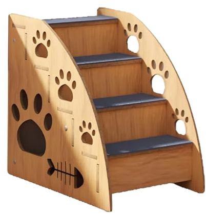 UUE Haustiertreppe für kleine, 4 Stufen Haustiertreppe mit Rutschfester Teppich, Hunderampe für kleine, mittlere und schwere Hunde, Katzen, Treppe Hunde 40 cm hoch für Sofa, Couch, Lieblingsplatz
