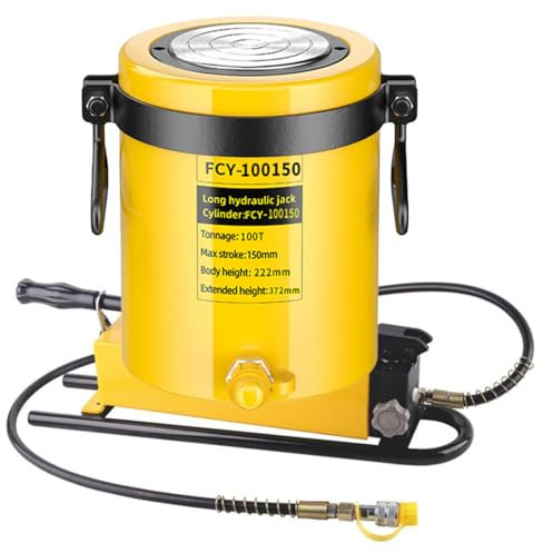 2/4/6 Stroke Single Acting Hydraulic Cylinder Jack With Hydraulic Hand Pump, Solid Lifting Cylinder Sets Automatic Retraction Hydraulic Lifting Cylinders, For Heavy Equipm(Size:6In,Color:100T)