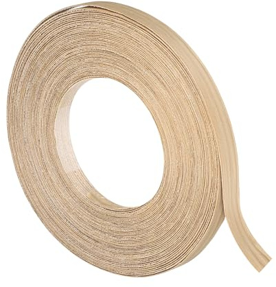 sourcing map 13mm x 15m (WxL) Wood Veneer Edge Banding, Pre-Glued Flexible White Oak Edging Strips, Iron on with Hot Melt Adhesive Wood Tape for Cabinet Repair and Furniture Restoration