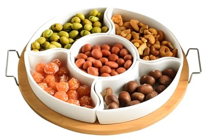 Spinner Snack - Vassoio Di Servizio Diviso | Vassoio Da Frutto Per Feste | Distributore Di Frutta Secca | Piatti Da Servizio A 5 Scomparti Rimovibili | 'organizzatore Di Stoccaggio P