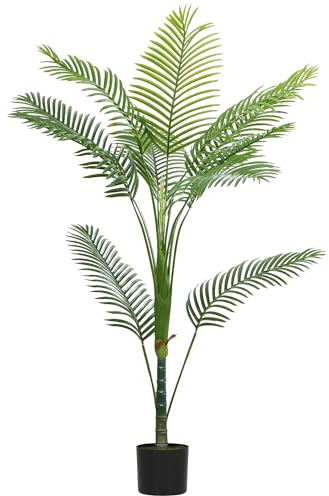 HOMCOM Planta Artificial Interior 150 cm, Palmera Areca Árbol Artificial con Maceta de Plástico y Flocado, Hojas de PE, Planta Falsa Verde Decoración para Oficina, Salón Dormitorio