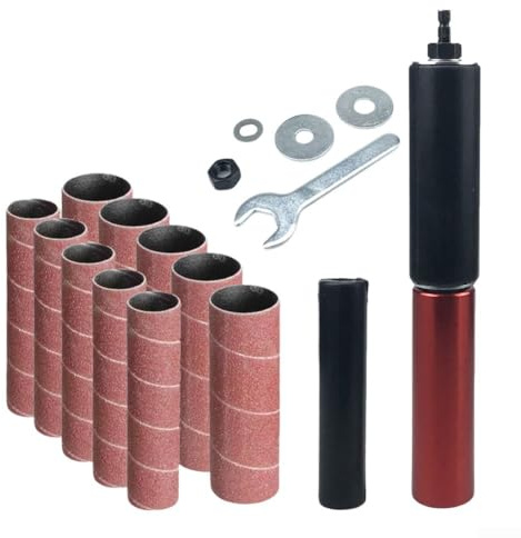 Mini ponceuse à bande pour perceuse électrique, tige de ponçage avec 4 feuilles abrasives 120# pour bois, métal, plastique, verre, pierre