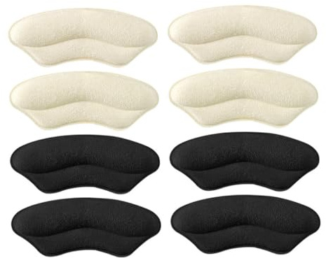 Selbstklebende und Fersenpolster Paar Kunstleder 4 aus Schwamm Schwarz | Hohe Absätze und Lederschuhe, Leichtes 4-paar Satz, Hält Fersen Sicher im Schuh