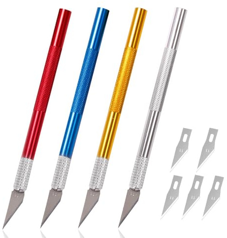 JYNXOR Taglierino di Precisione,4 Pezzi Bisturi Chirurgico,Cutter di Precisione,Bisturi Modellismo,Coltello per Scultura,con Lame di Ricambio,per Hobby,Arte,Intaglio
