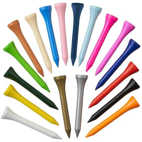 TH Golf Golf-Tees aus Bambus, 54 mm, gemischte Farben, biologisch abbaubar, 100 Stück