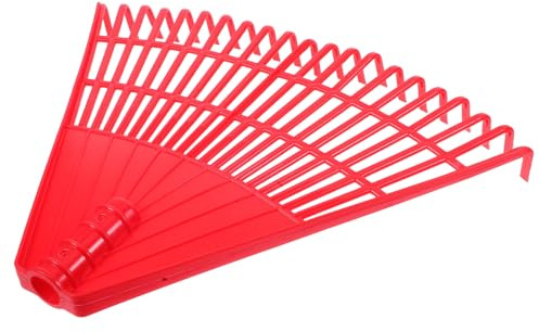 Generisch Gartenrechen Kunststoff 21 Zinken Rot Laubharke für Garten Rasen Unkrautrechen Outdoor Arbeitsrechen für Bodenreinigung und Laubentfernung