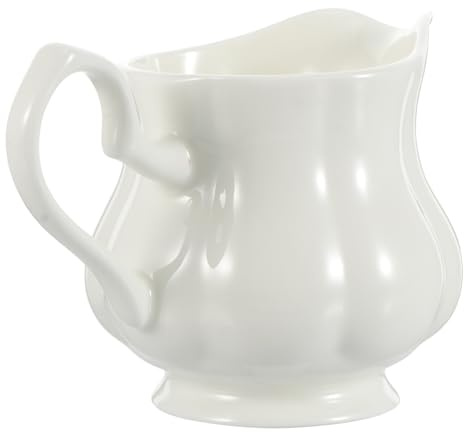 OSALADI Brocca per Panna in Ceramica Bianca Manico Ergonomico Contenitore per Condimenti Caldi e Freddi Brocca per Salse per Uso Domestico Ristoranti e Caffetterie