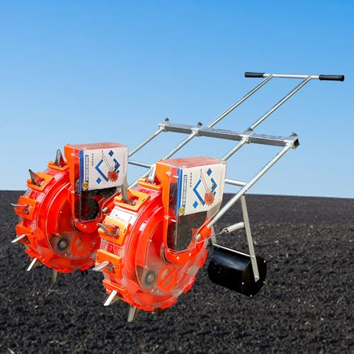Garden Push Seeder Planter, Portable Hand-Push Dual Row Seeder for Corn, Soybean, Peanut - Precision Planter for Garden and Farm Use,