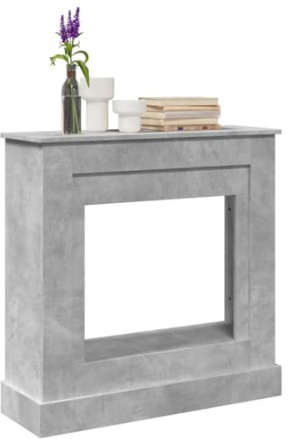 Cornice per Camino, Derivati ​​dal Legno - Compatibile con fiammare Elettrica neros 90x30x90 Cm (Grigio cemento)