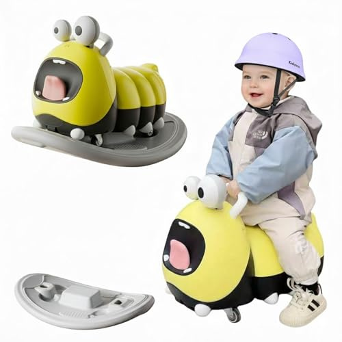 3-i-1 glidfordon, babysparkcykel, gungdjur, balanserande bräda + ultralätt PC barnhjälm 48–54 cm, Yoyo babyrutschkana, glidcykel, 1 år, PP-material, BPA-fritt, max. 30 kg, gul
